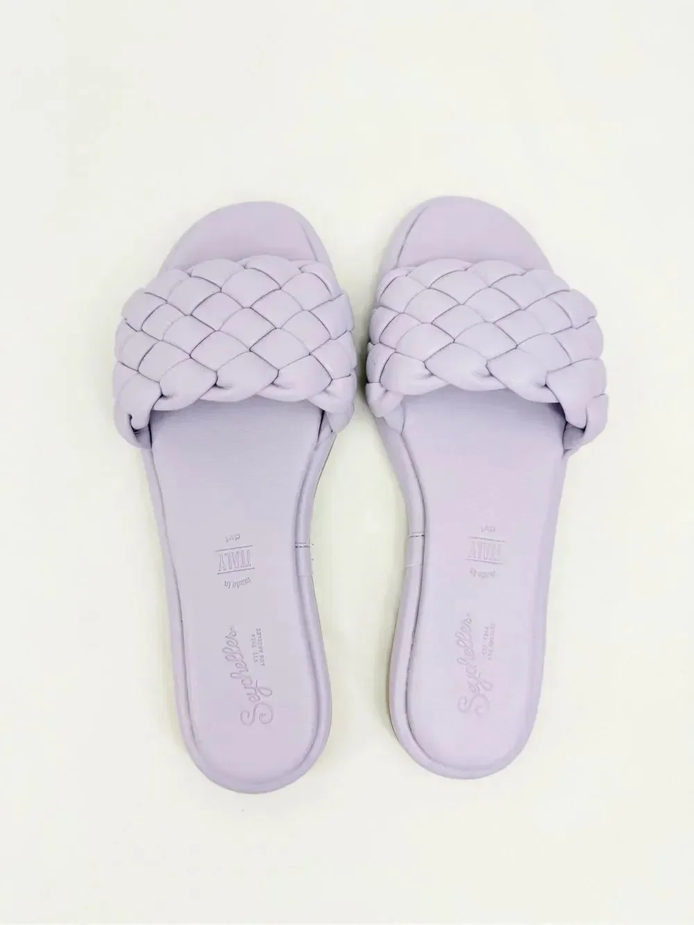 Seychelles BELLISSIMA Lavender Purple Puffy Woven Leather Padded Slide Sandals